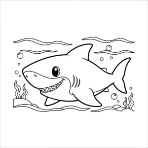 coloriage Requin dans l’océan pour enfants à imprimer