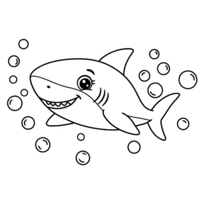 coloriage Requin et bulles à imprimer a4
