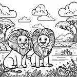 coloriage Savane à imprimer pour enfant de 2 ans