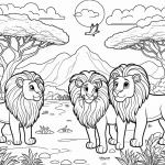 coloriage Savane et découpage à imprimer