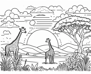 coloriage Savane et apprentissage