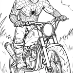 coloriage Spiderman Moto à imprimer kawaii