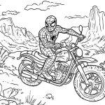 coloriage Spiderman Moto pour enfant de 6 ans