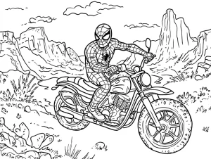 coloriage Spiderman Moto pour enfant de 6 ans