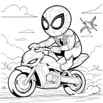 coloriage Spiderman Moto d