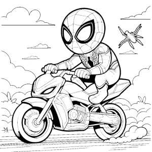 coloriage Spiderman Moto d