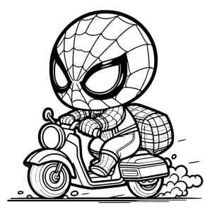 coloriage Spiderman Moto pour bebe a imprimer