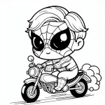 imprimer coloriage Spiderman Moto gratuit