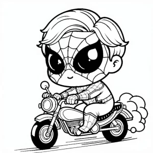 imprimer coloriage Spiderman Moto gratuit