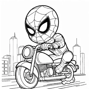 coloriage Spiderman Moto à imprimer pour enfant de 9 ans