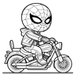 coloriage Spiderman Moto a telecharger