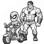 coloriage Spiderman Moto à imprimer pour enfant de 9 ans