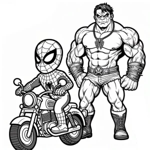 coloriage Spiderman Moto à imprimer pour enfant de 9 ans