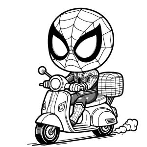 coloriage Spiderman Moto à imprimer kawaii