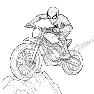 coloriage Spiderman Moto pour enfant de 6 ans