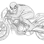 coloriage Spiderman Moto pour enfant à imprimer