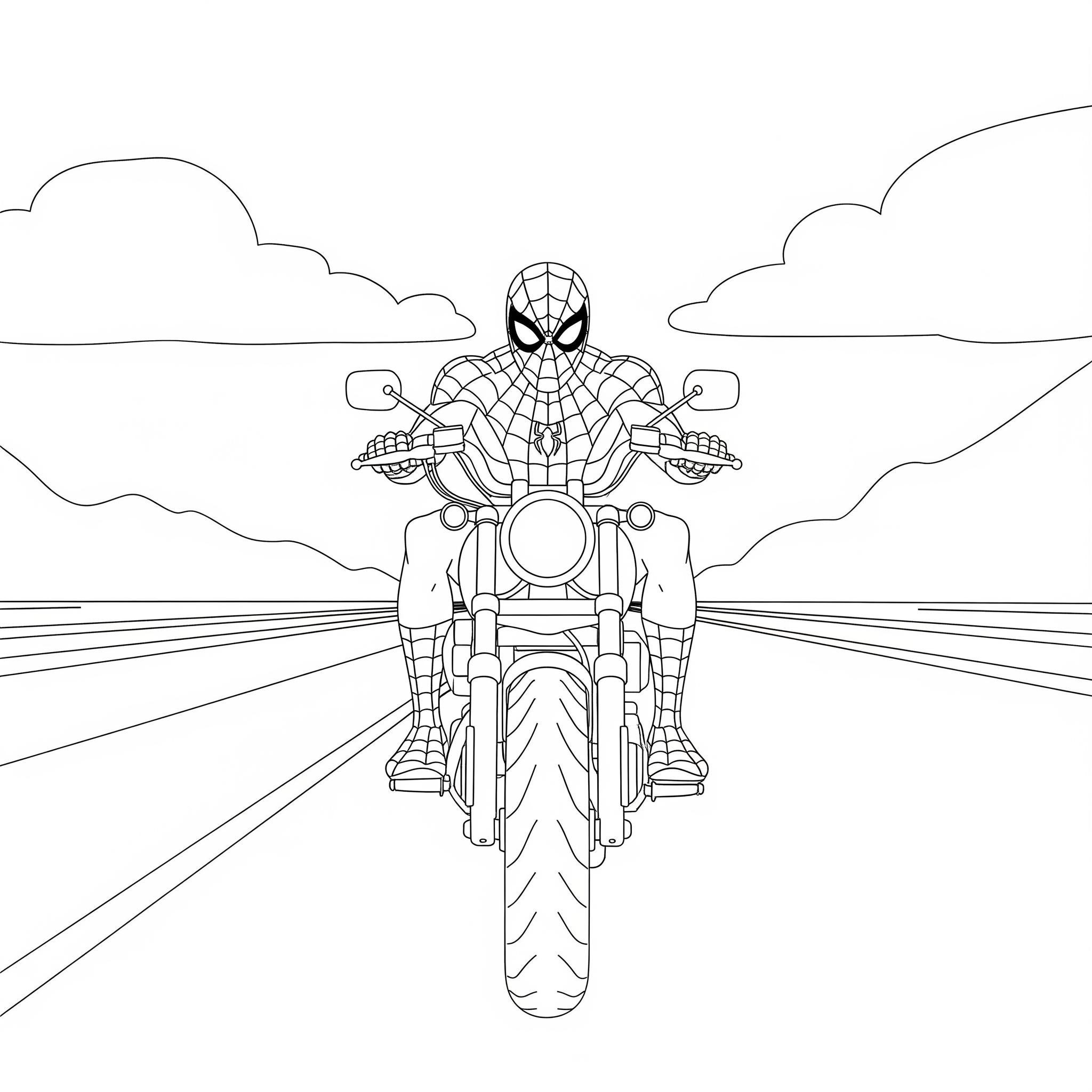 Tranh tô màu Spiderman Moto