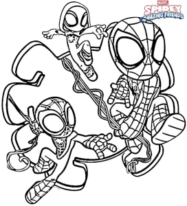 coloriage Spidey à imprimer pour enfant de 4 ans