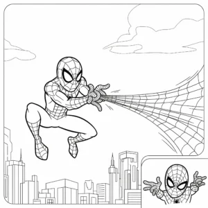 coloriage Spidey qui lance une toile pour enfant de 2 ans