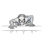 coloriage Spidey qui rampe sur un mur et apprentissage