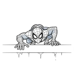 coloriage Spidey qui rampe sur un mur et apprentissage