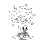 coloriage Squelette à imprimer pour enfant de 4 ans