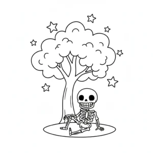 coloriage Squelette à imprimer pour enfant de 4 ans