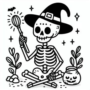 coloriage Squelette à imprimer pour enfant de 9 ans