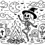 coloriage Squelette à imprimer pour enfant de 3 ans
