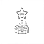 coloriage Star au dessus du château de Rosas pour enfant de 2 ans