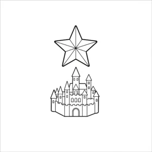 coloriage Star au dessus du château de Rosas pour enfant de 2 ans
