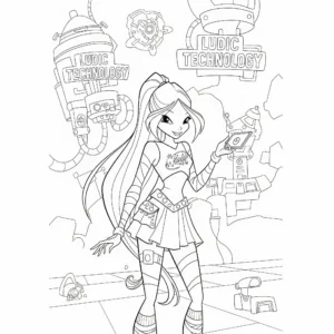 coloriage Tecna et la Technologie Ludique a imprimer gratuitement
