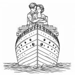coloriage Titanic à imprimer kawaii