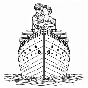 coloriage Titanic à imprimer kawaii