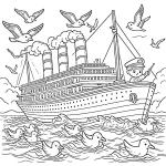 coloriage Titanic pour enfant de 2 ans
