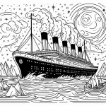 coloriage Titanic à imprimer pour enfant de 7 ans