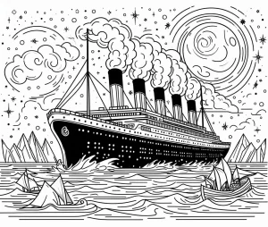 coloriage Titanic à imprimer pour enfant de 7 ans
