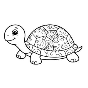 coloriage Tortue à carapace à motifs pour enfants a imprimer