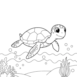 coloriage Tortue dans l’océan a colorier en ligne