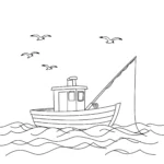 coloriage Un Bateau de Pêche Tranquille pour enfant de 10 ans