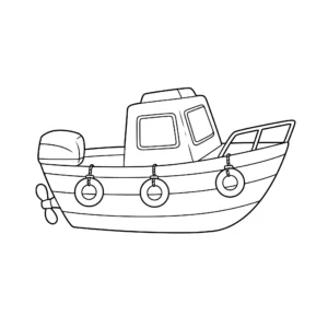 coloriage Un Petit Bateau à Moteur et apprentissage