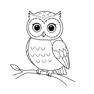 coloriage Un hibou sur une branche et découpage à imprimer
