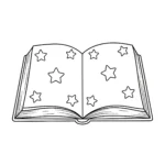 coloriage Un livre ouvert avec des étoiles pour enfant de 10 ans