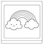 coloriage Un nuage et un arc en ciel à imprimer kawaii