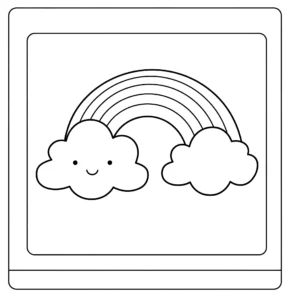 coloriage Un nuage et un arc en ciel à imprimer kawaii