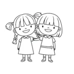 coloriage Un portrait simple des deux sœurs de pour enfants