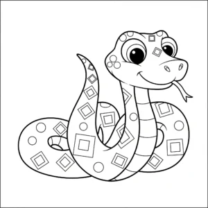 coloriage Un serpent avec des motifs géométriques simples et dessin a imprimer