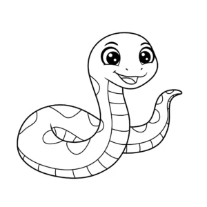 coloriage Un serpent de dessin animé avec un visage amical pour enfants a imprimer