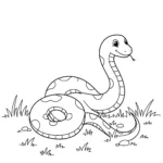 imprimer coloriage Un simple serpent serpentant dans l’herbe