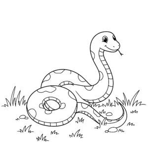 imprimer coloriage Un simple serpent serpentant dans l’herbe